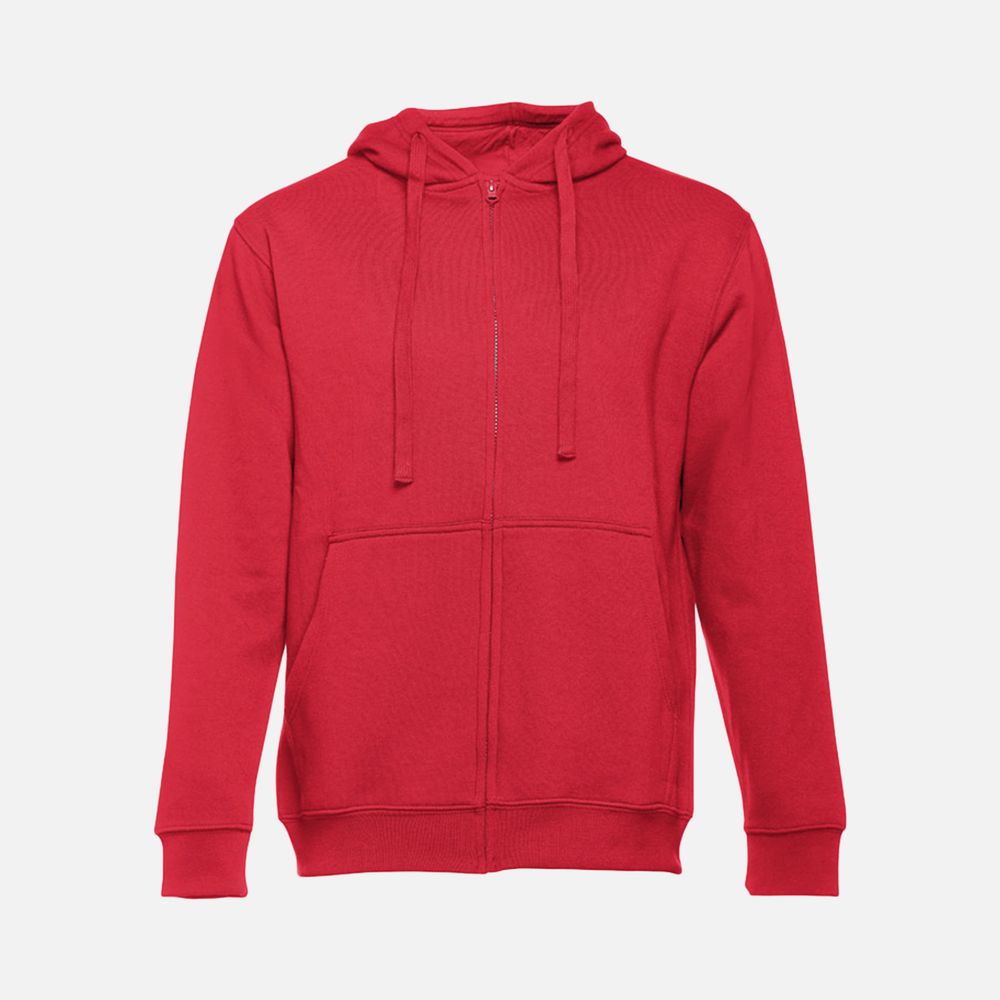 Толстовка мужская на молнии с капюшоном Amsterdam, красная с логотипом