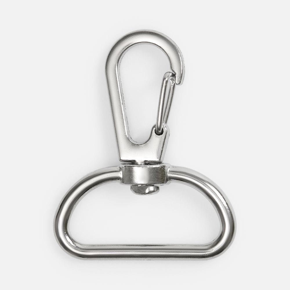 Застежка-карабин Snap Hook, L, серебристая (хром) с логотипом