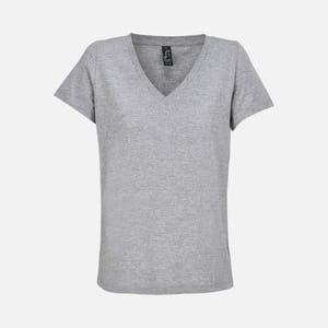 Футболка женская Regent Women с V-образным вырезом, серый меланж с логотипом