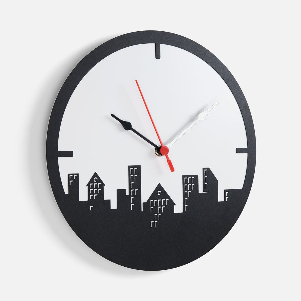 Часы «Города», черные с логотипом