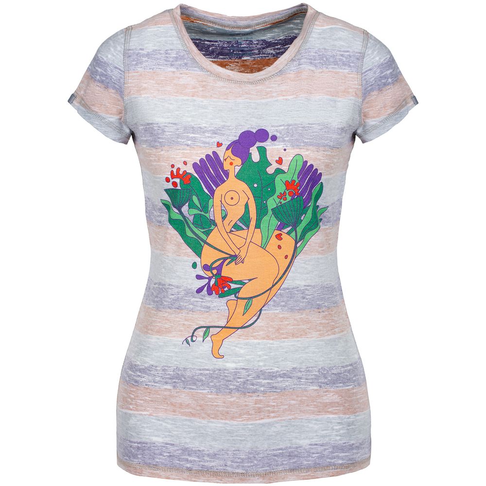 Футболка женская «Амазонка» двусторонняя, оранжевая с фиолетовым с логотипом