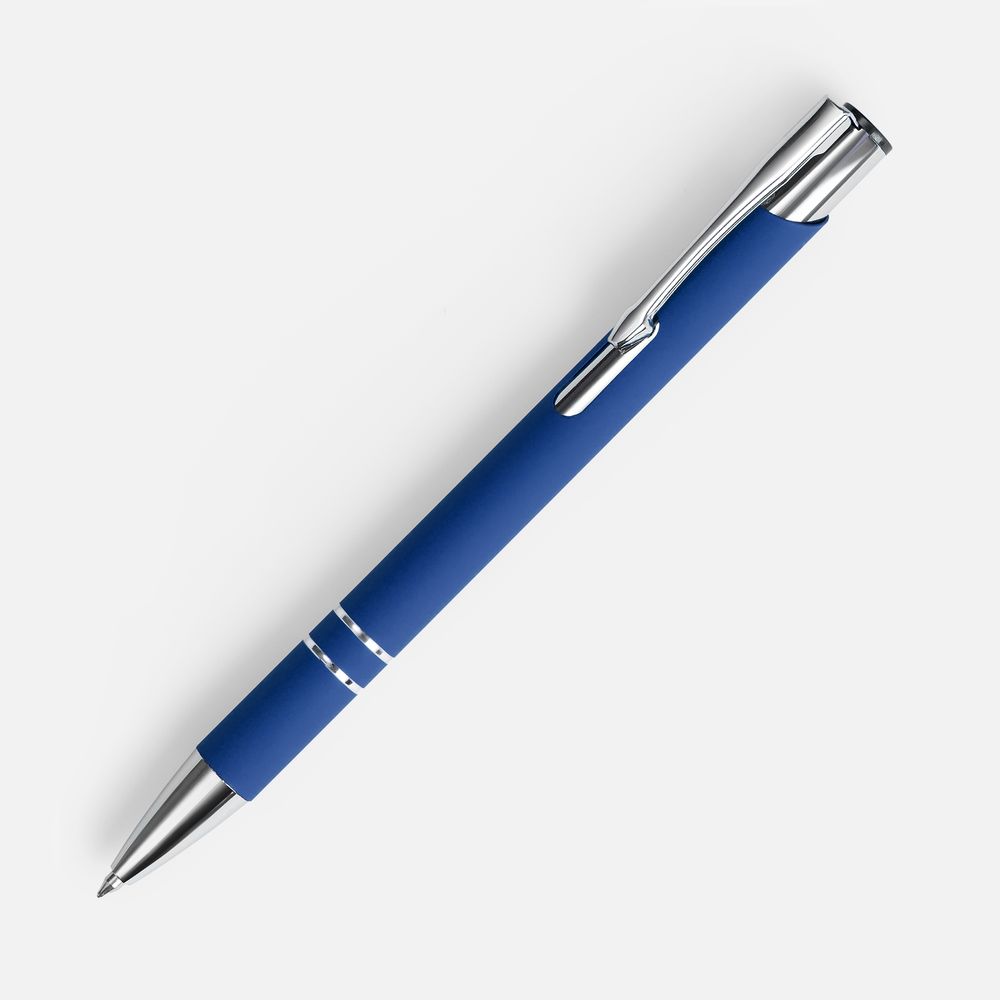 Ручка шариковая Keskus Soft Touch, ярко-синяя с логотипом