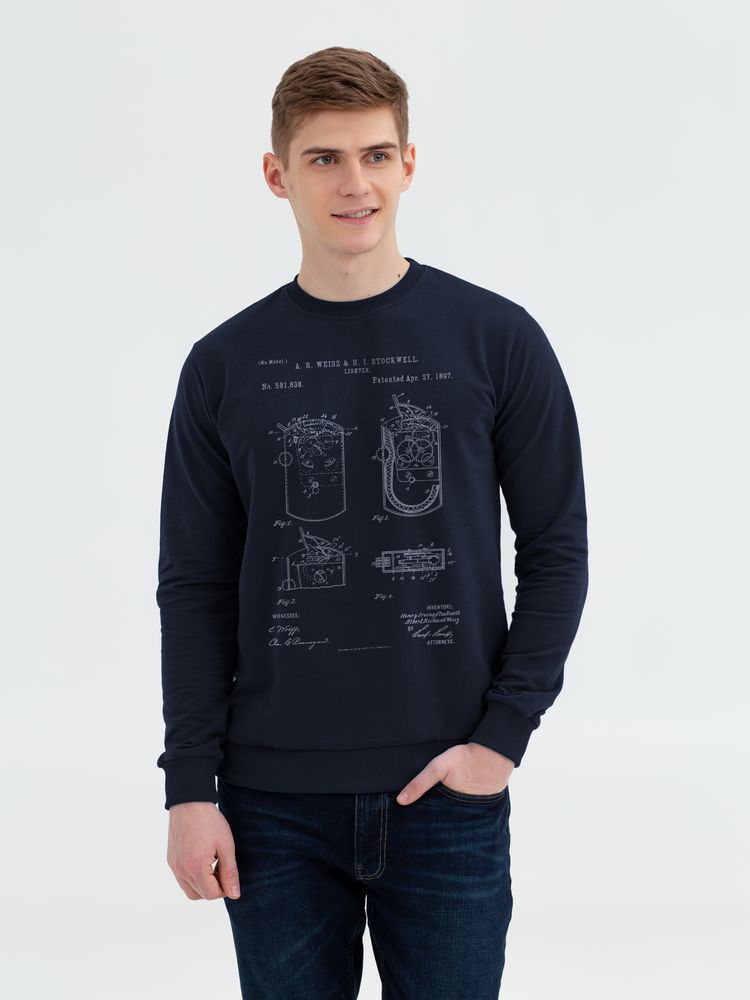 Свитшот Old Patents. Lighter, темно-синий с логотипом