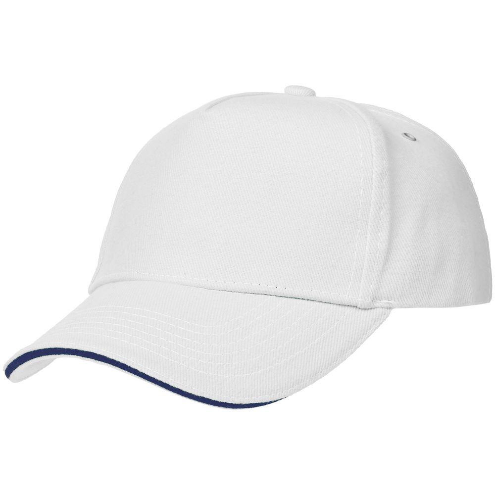 Бейсболка Classic, белая с темно-синим кантом с логотипом