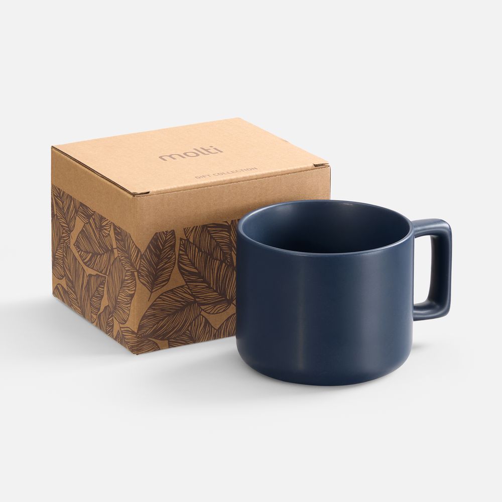 Чашка Jumbo в коробке матовая, темно-синяя с логотипом