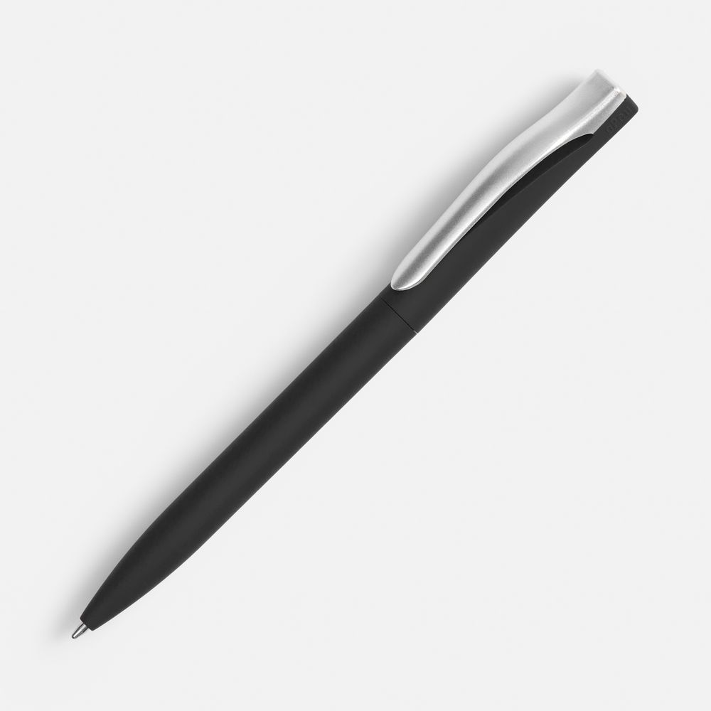 Ручка шариковая Pin Soft Touch, черная с логотипом