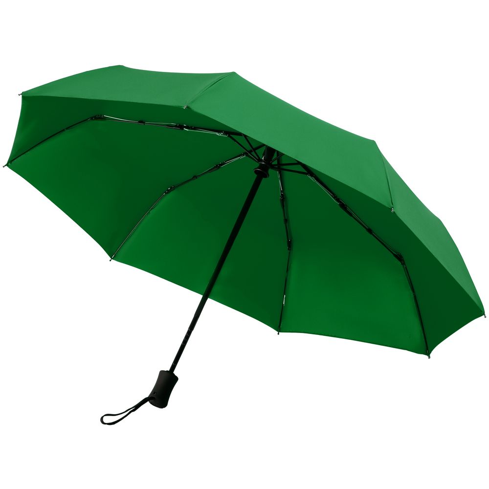 Зонт складной Monsoon, зеленый с логотипом