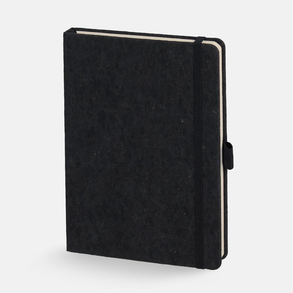 Блокнот Cork County, черный с логотипом