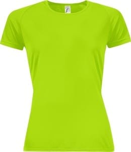 Футболка женская Sporty Women 140, зеленый неон с логотипом