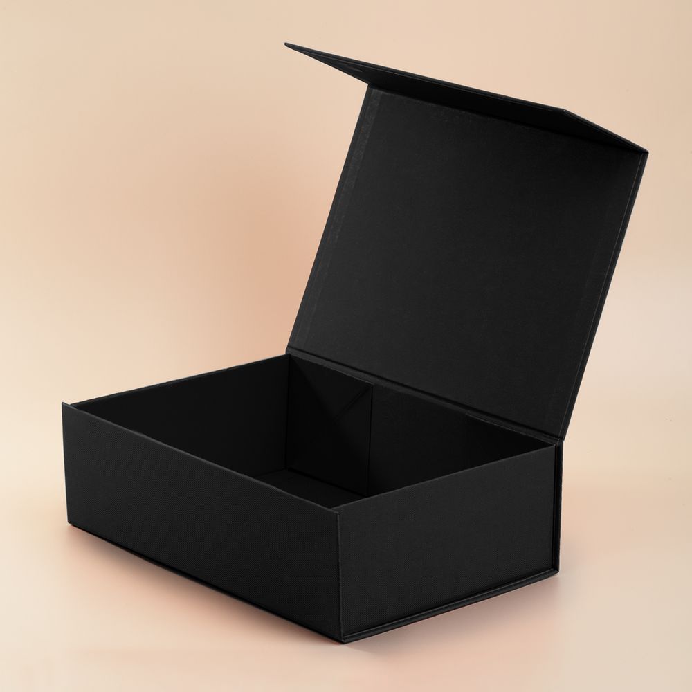 Коробка складная Portada, L, черная с логотипом