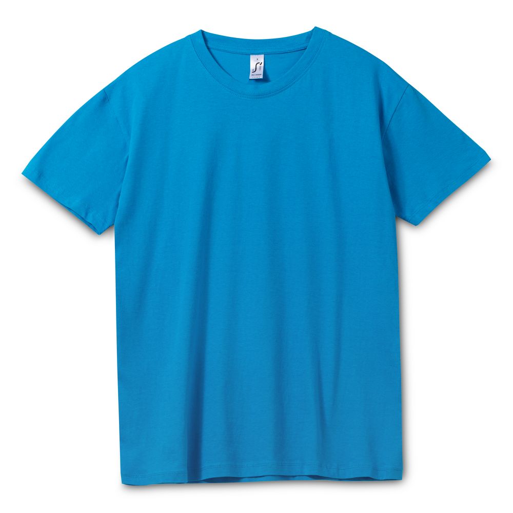 Футболка унисекс Regent 150, ярко-бирюзовая с логотипом