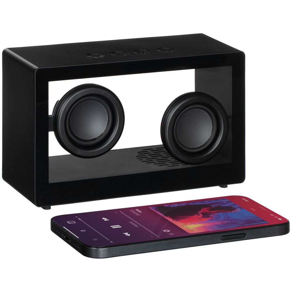 Bluetooth-колонка со светомузыкой Sensofonic, черная с логотипом