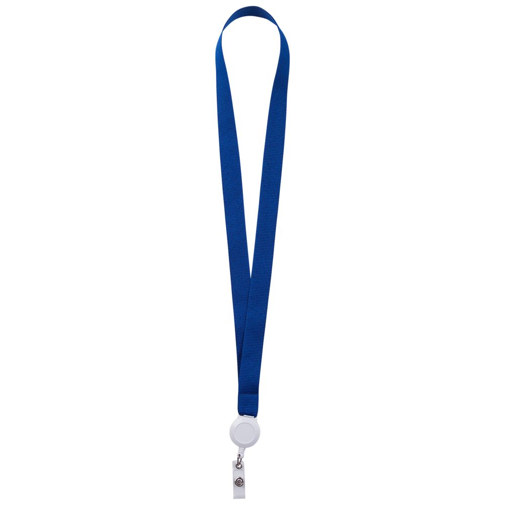 Лента для бейджа с ретрактором Retract, синяя с логотипом