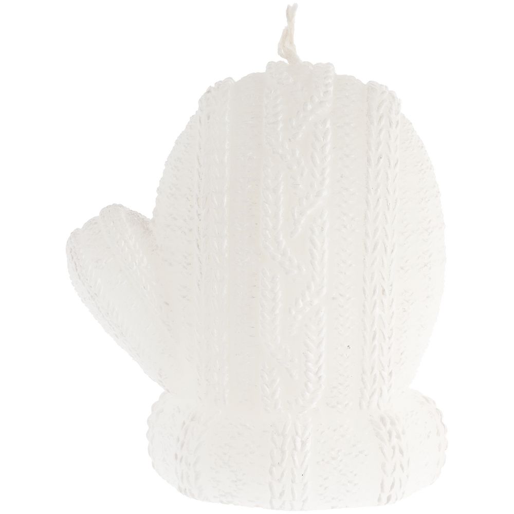 Свеча Kniteam, варежка, белая с логотипом