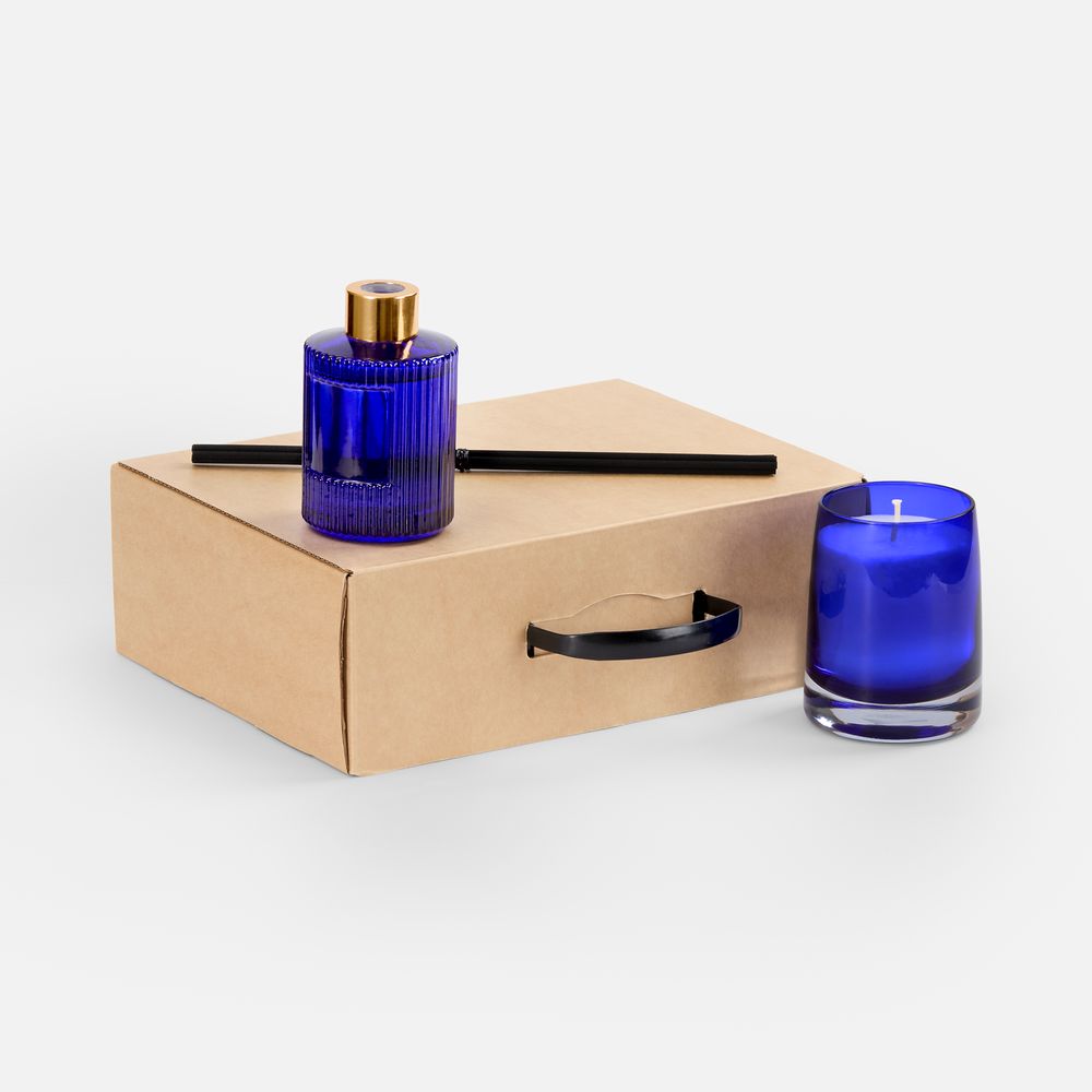 Набор Fragnola, пряная древесина и кардамон, темно-синий с логотипом