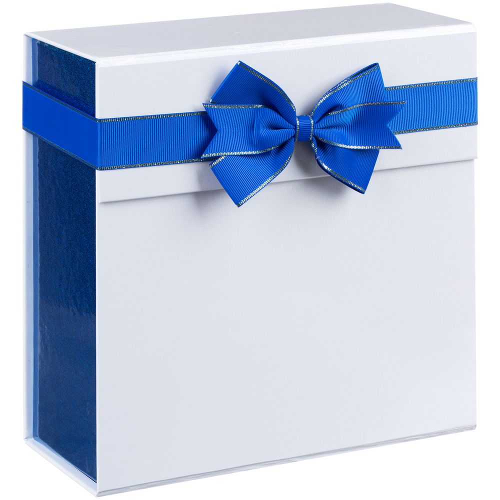 Коробка складная Gallant, M, белая с синим с логотипом