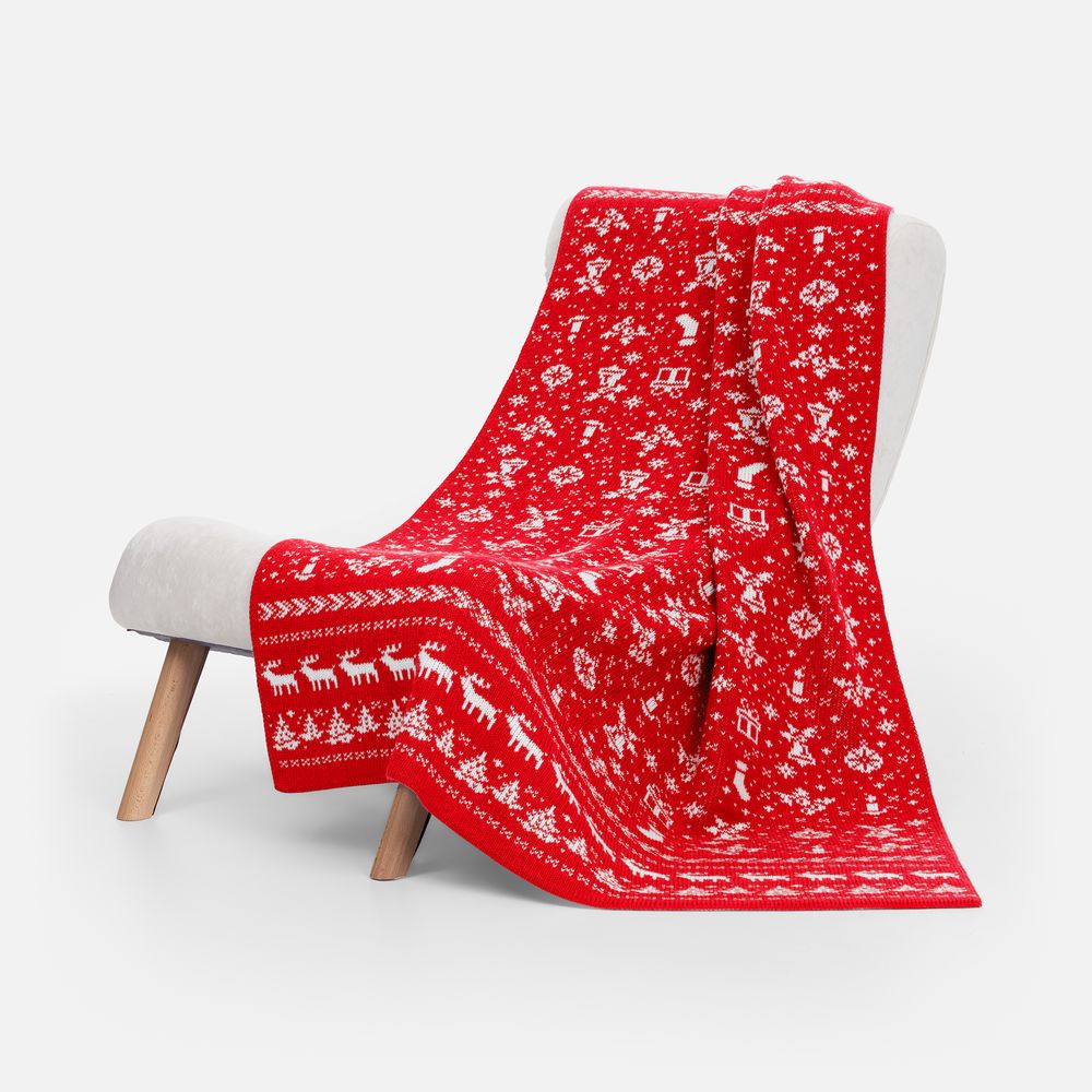 Плед Holidale, красный с молочным с логотипом