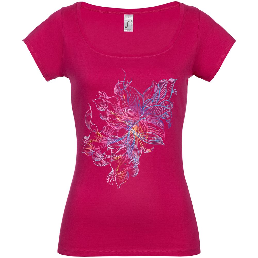 Футболка женская Vibrance, темно-розовая (фуксия) с логотипом