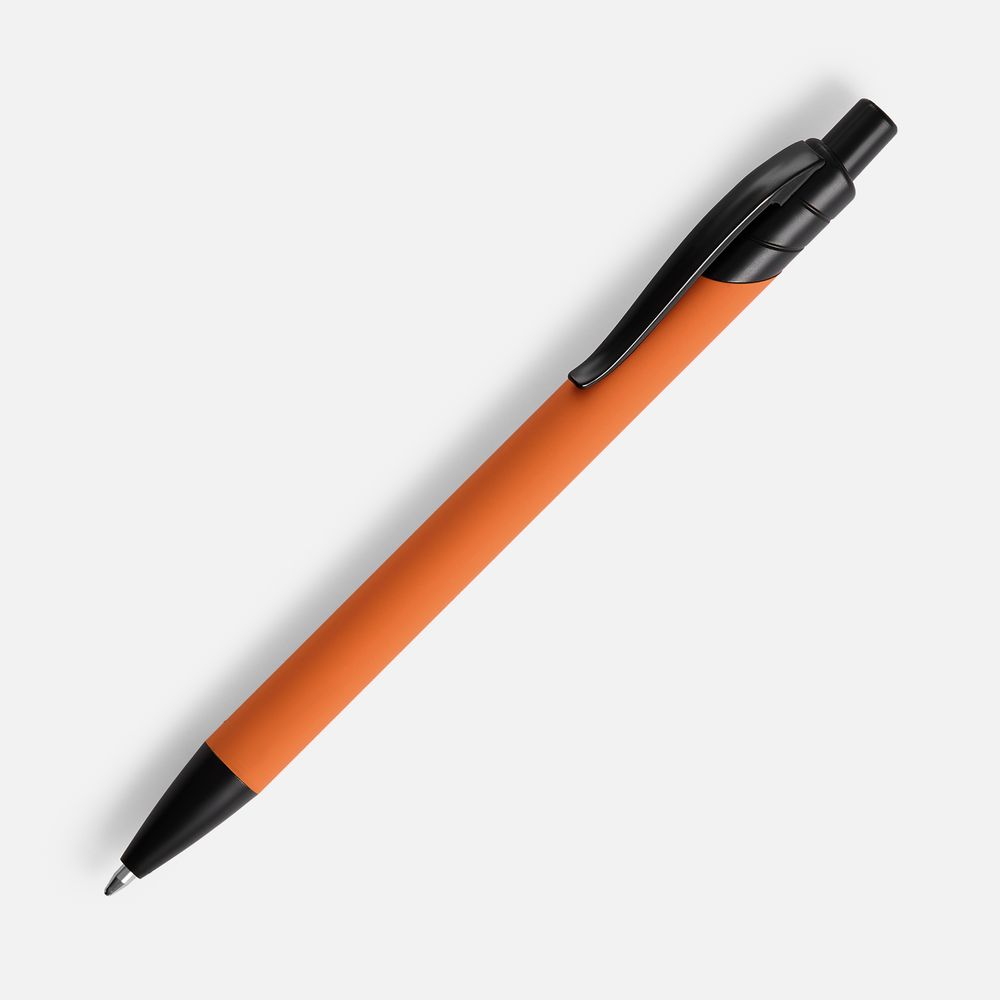 Ручка шариковая Undertone Black Soft Touch, оранжевая с логотипом