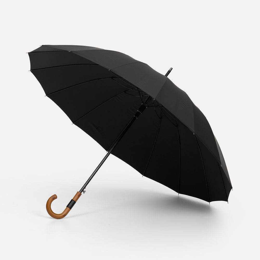 Зонт-трость Cloudfall, черный с логотипом