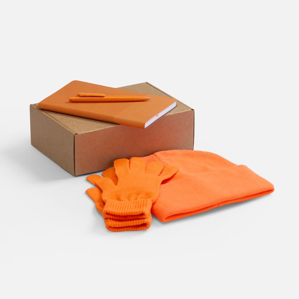 Набор Knit Warm, оранжевый с логотипом
