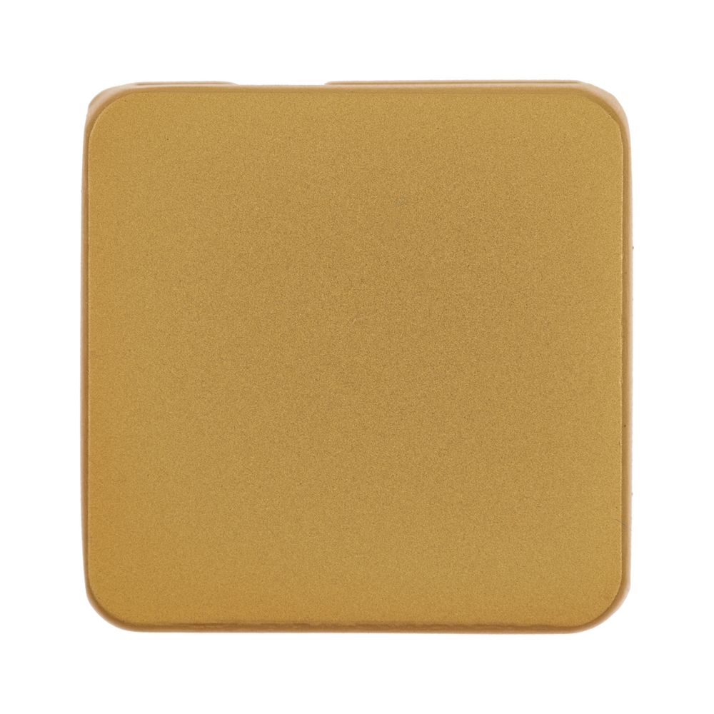 Квадратный шильдик на резинку Direct, матовый золотистый с логотипом