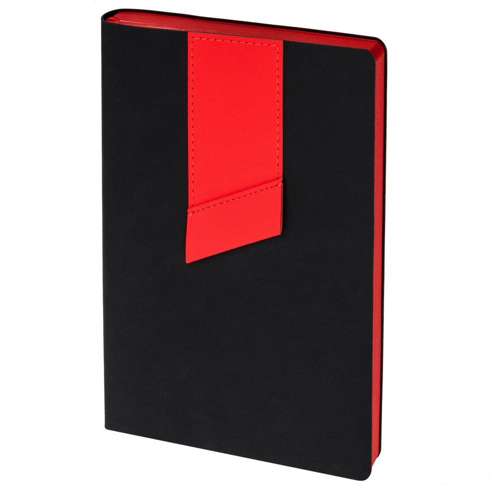 Ежедневник Bookmark, недатированный, черный с красным с логотипом