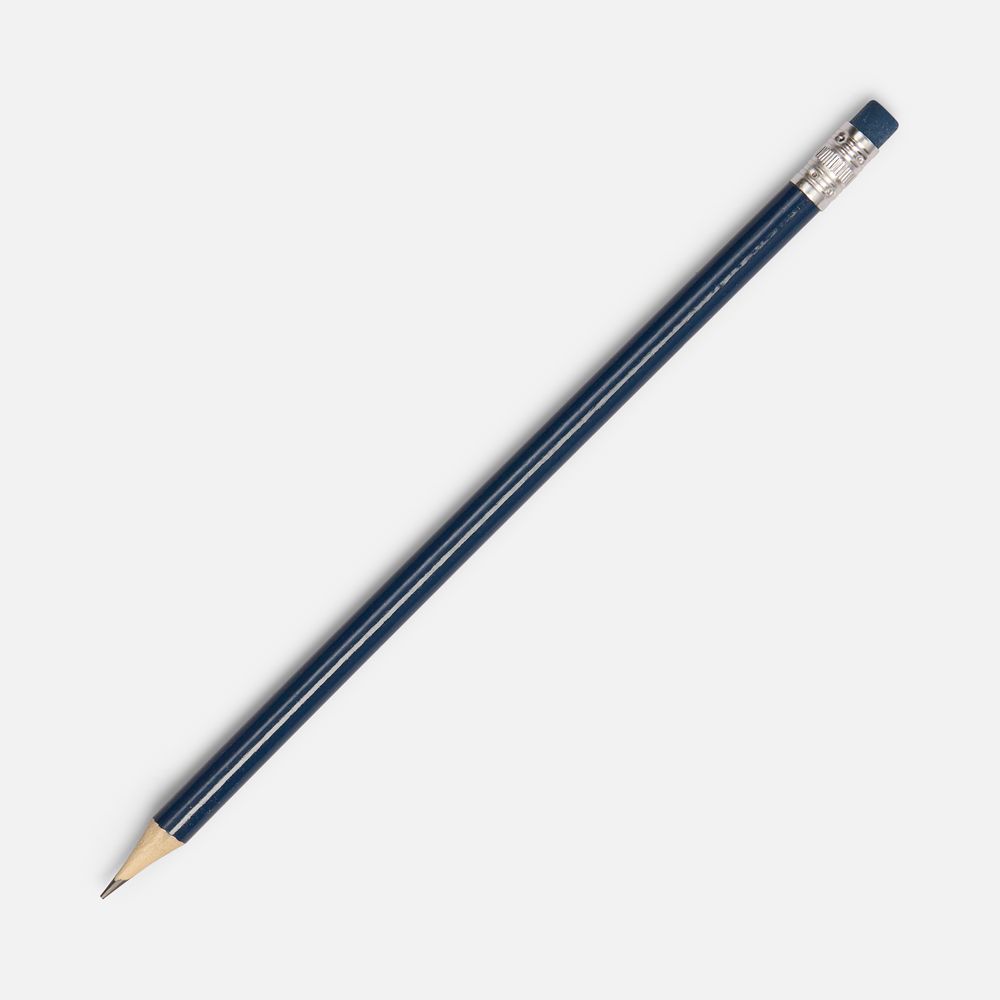 Карандаш простой Hand Friend с ластиком, темно-синий с логотипом