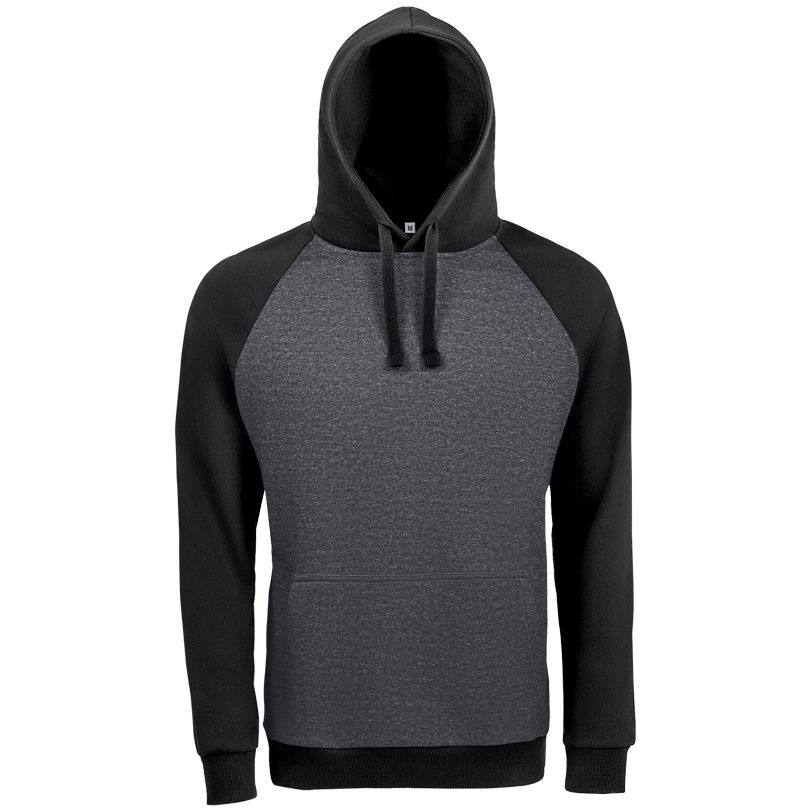 Толстовка унисекс Seattle, темный меланж с черным с логотипом