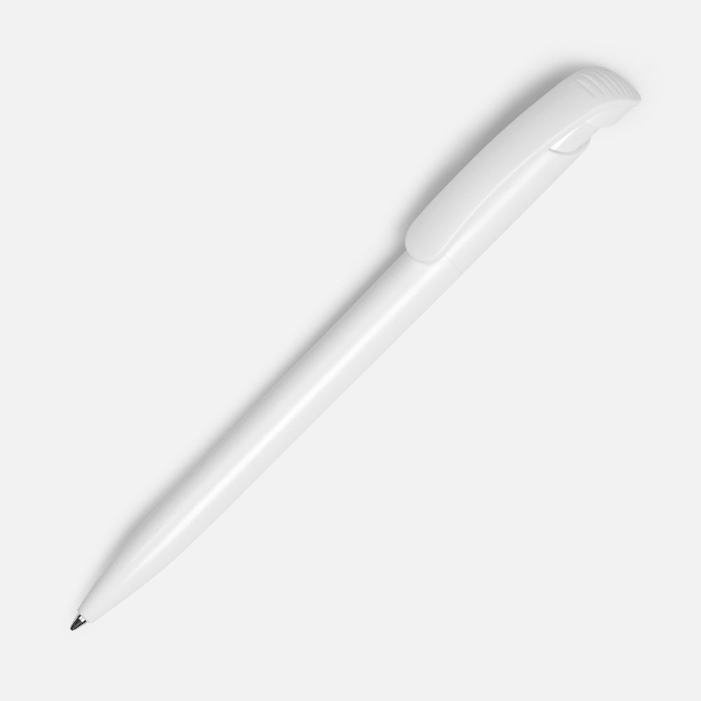 Ручка шариковая Clear Solid, белая с логотипом