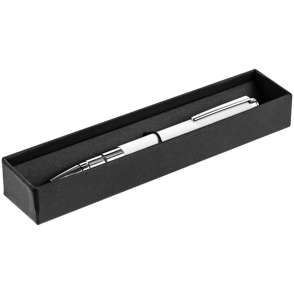 Ручка шариковая Kugel Gunmetal, белая с логотипом