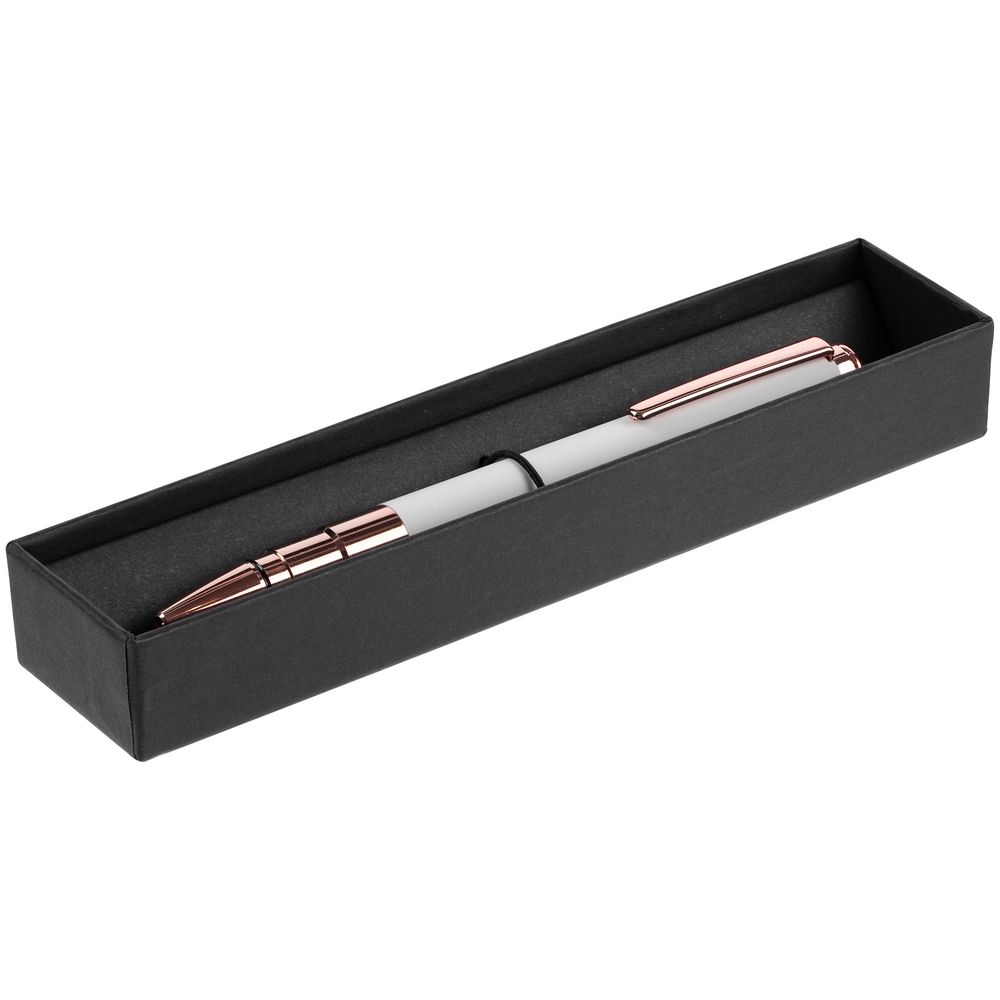 Ручка шариковая Kugel Rosegold, белая с логотипом