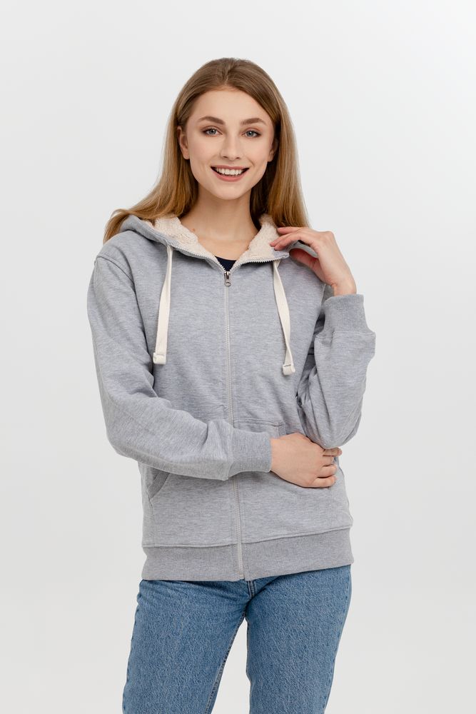 Толстовка на молнии Kulonga Sherpa, серый меланж с логотипом
