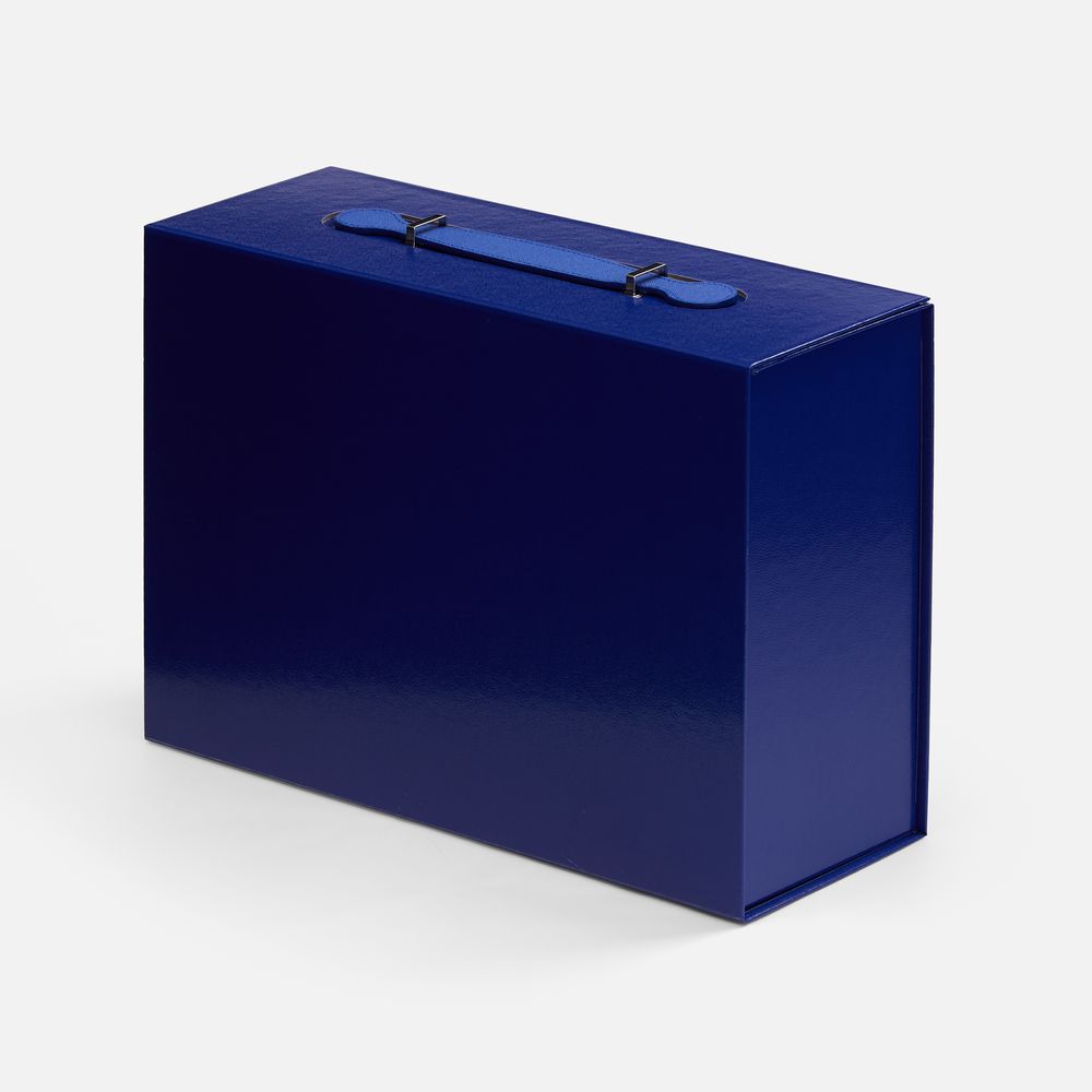 Коробка складная Holdfold, M, синяя с логотипом