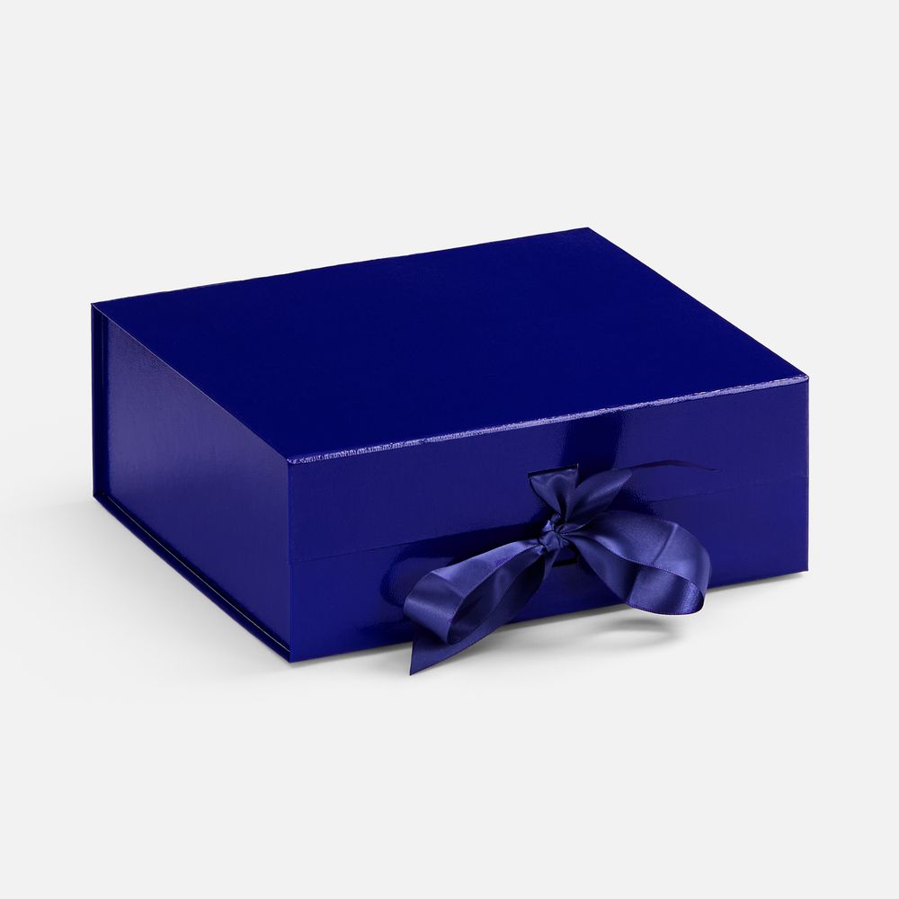 Коробка складная Rusetti, M, синяя с логотипом