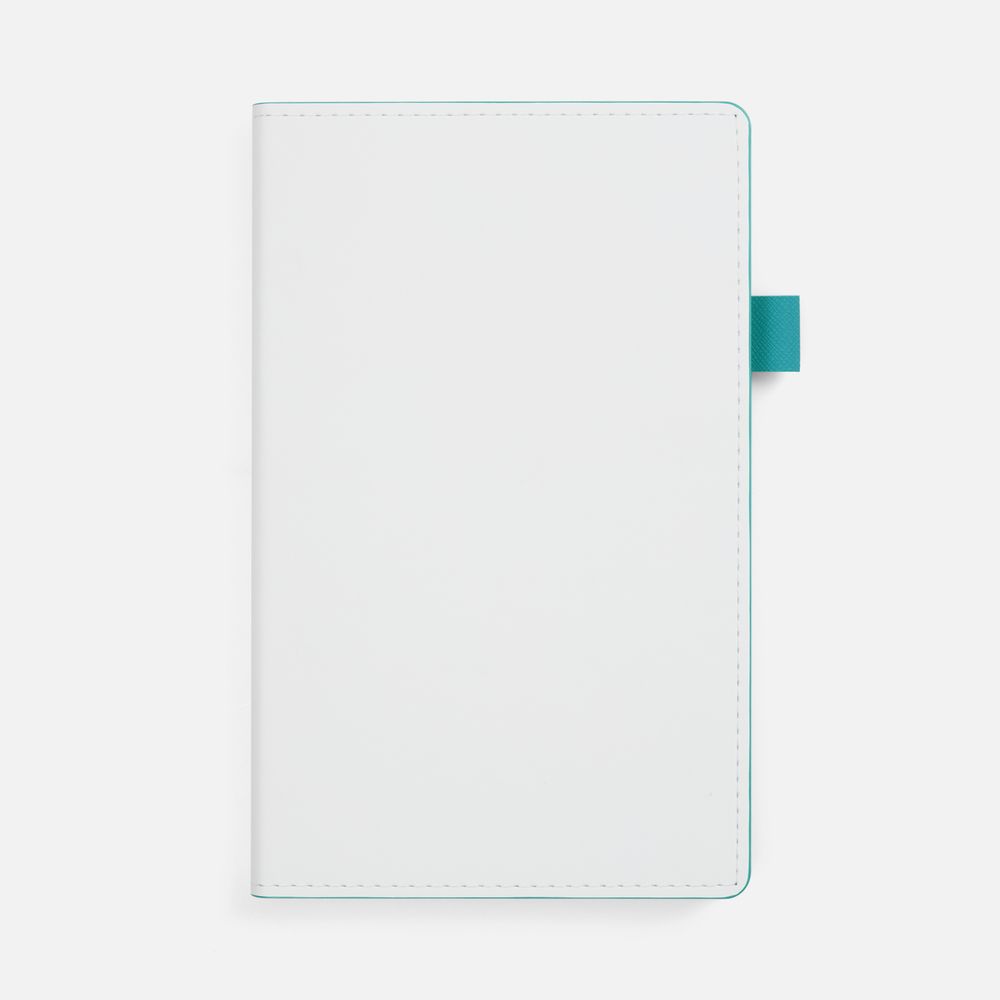 Ежедневник White Shall, недатированный, бело-бирюзовый с логотипом
