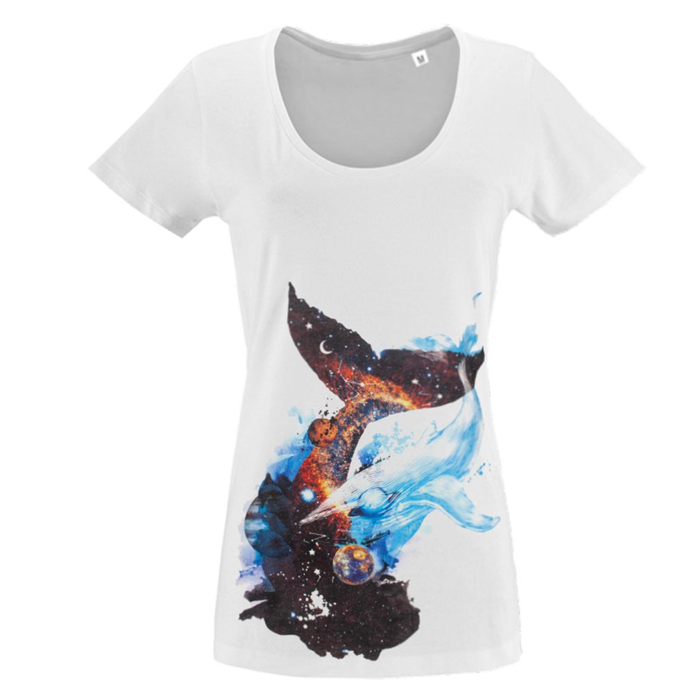 Футболка женская «Гиганты Вселенной», белая с логотипом