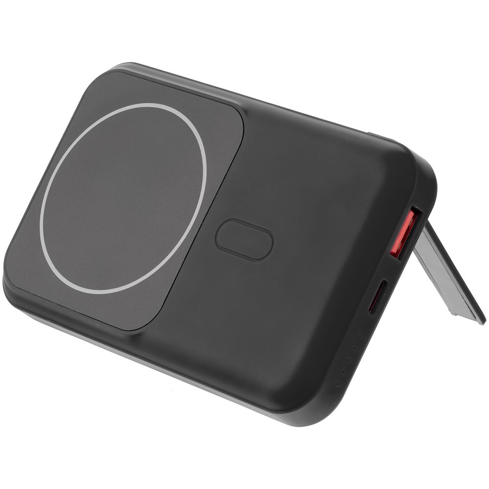 Магнитный беспроводной аккумулятор Top Force, 10 000 мАч, черный с логотипом