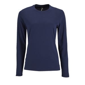 Футболка с длинным рукавом Imperial LSL Women, темно-синяя (кобальт) с логотипом