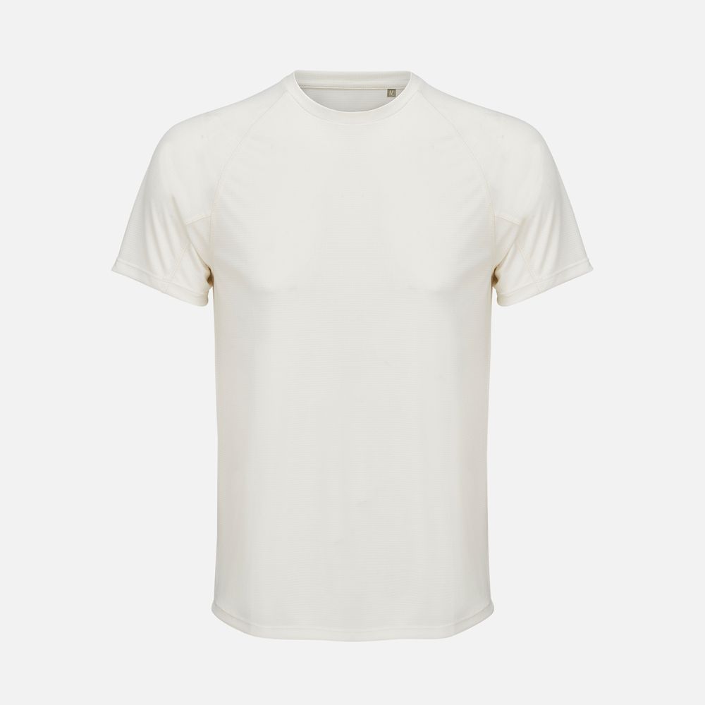 Футболка спортивная унисекс Vortex, молочно-белая с логотипом