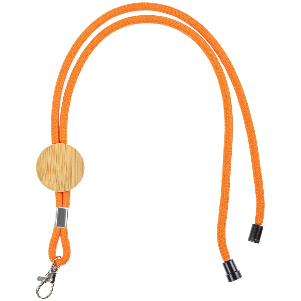 Шнурок для бейджа Tube Wood, оранжевый с логотипом