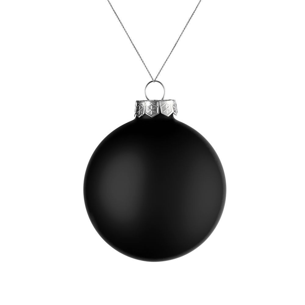 Елочный шар Finery Matt, 8 см, матовый черный с логотипом