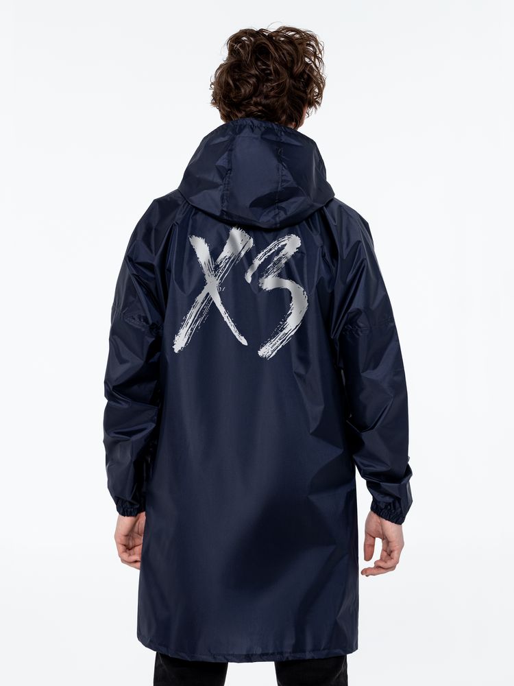 Дождевик «ХЗ», темно-синий с серебристым с логотипом