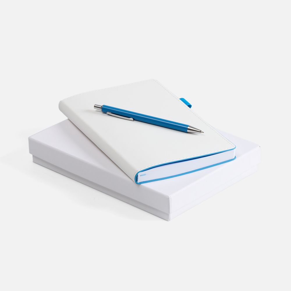 Набор White Shall, бело-голубой с логотипом