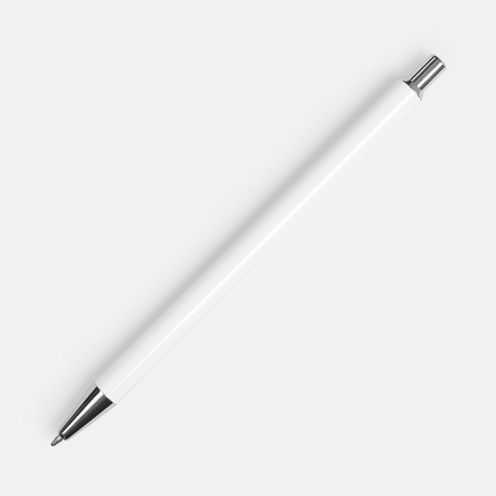Ручка шариковая Slim Beam, белая с логотипом