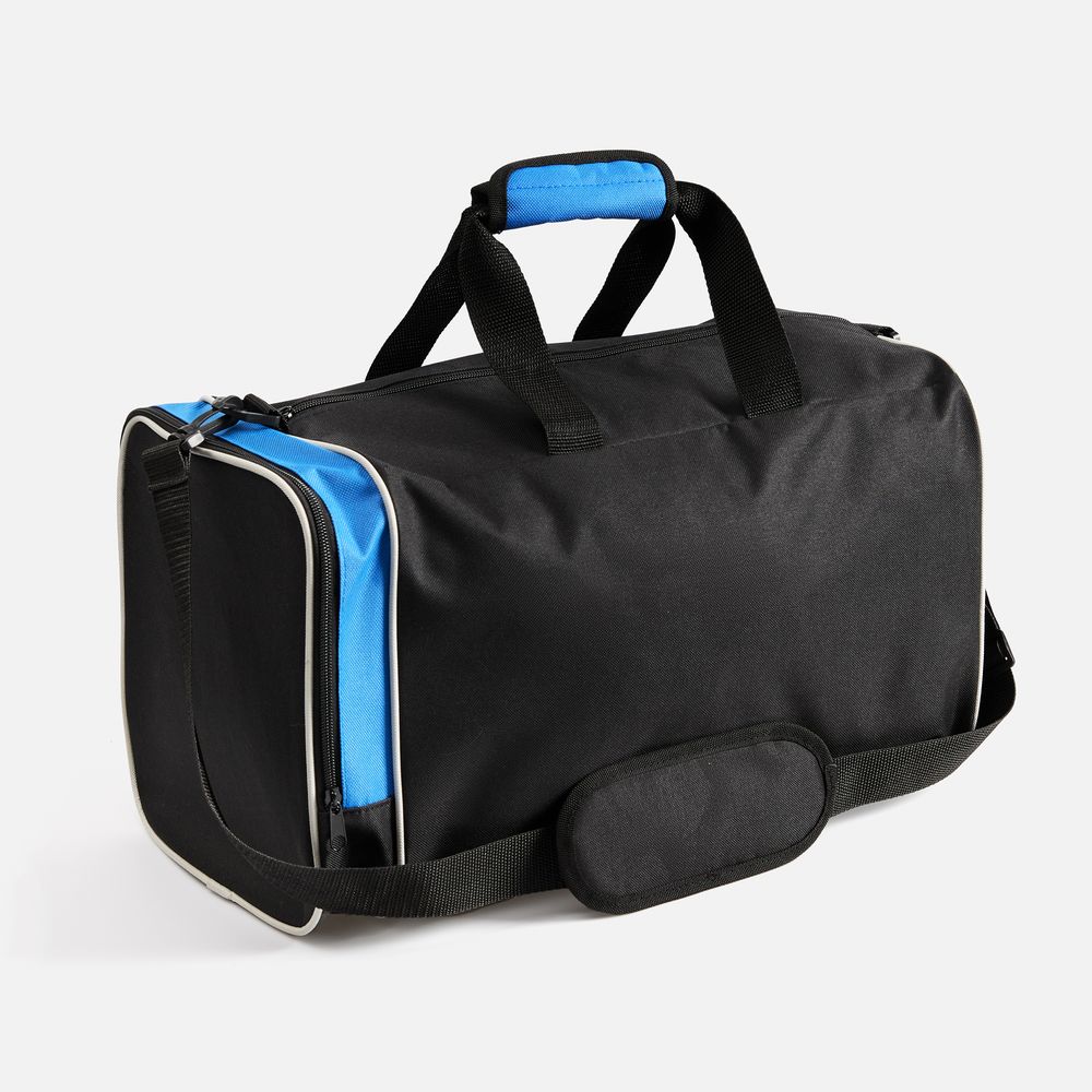 Спортивная сумка Fitnext, черная с синим с логотипом
