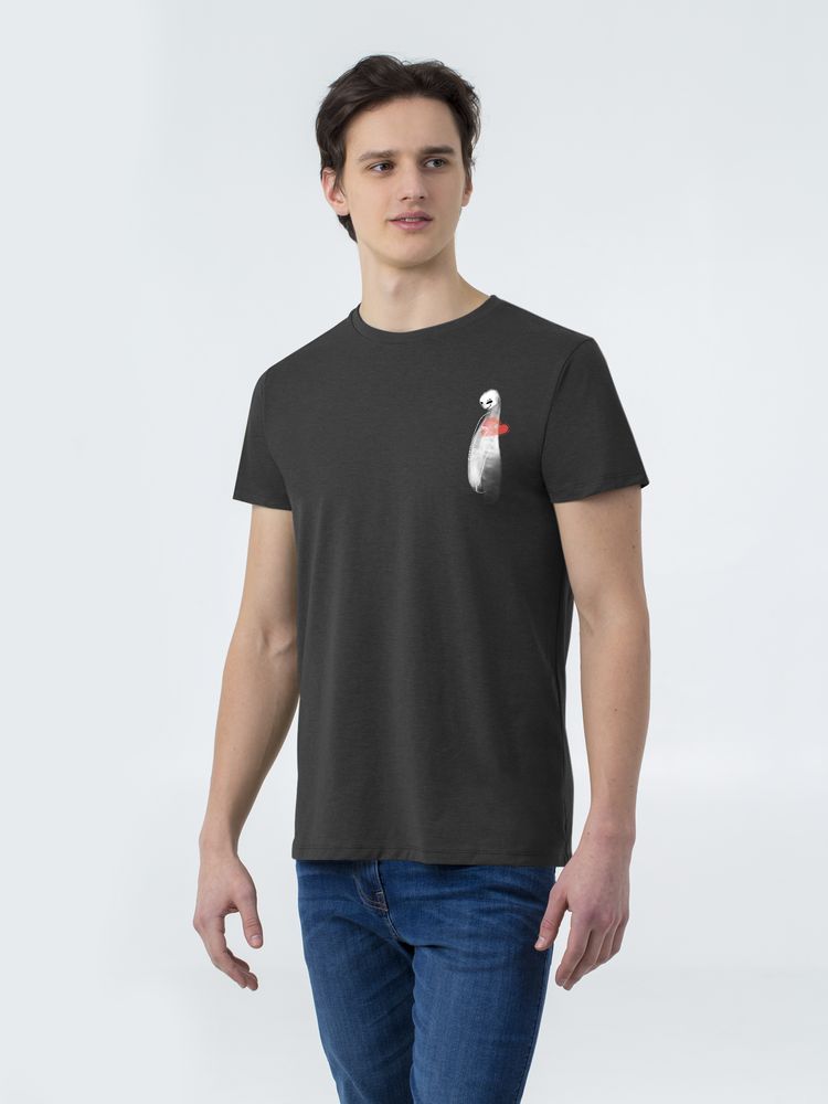 Футболка приталенная Ghost of Love, черный меланж с логотипом