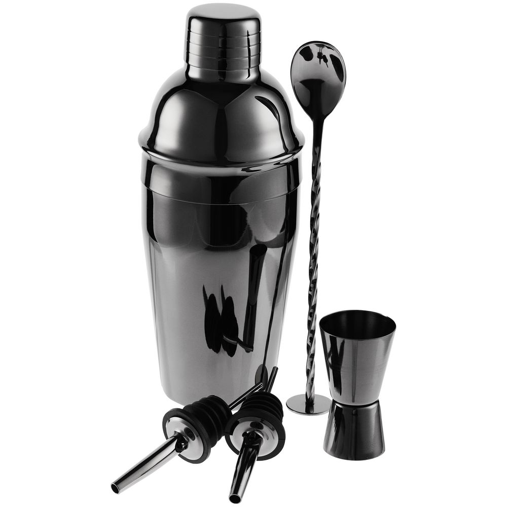 Набор для приготовления коктейлей Pourpour, черный с логотипом
