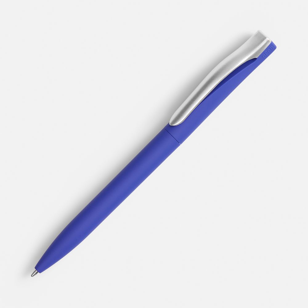 Ручка шариковая Pin Soft Touch, синяя с логотипом