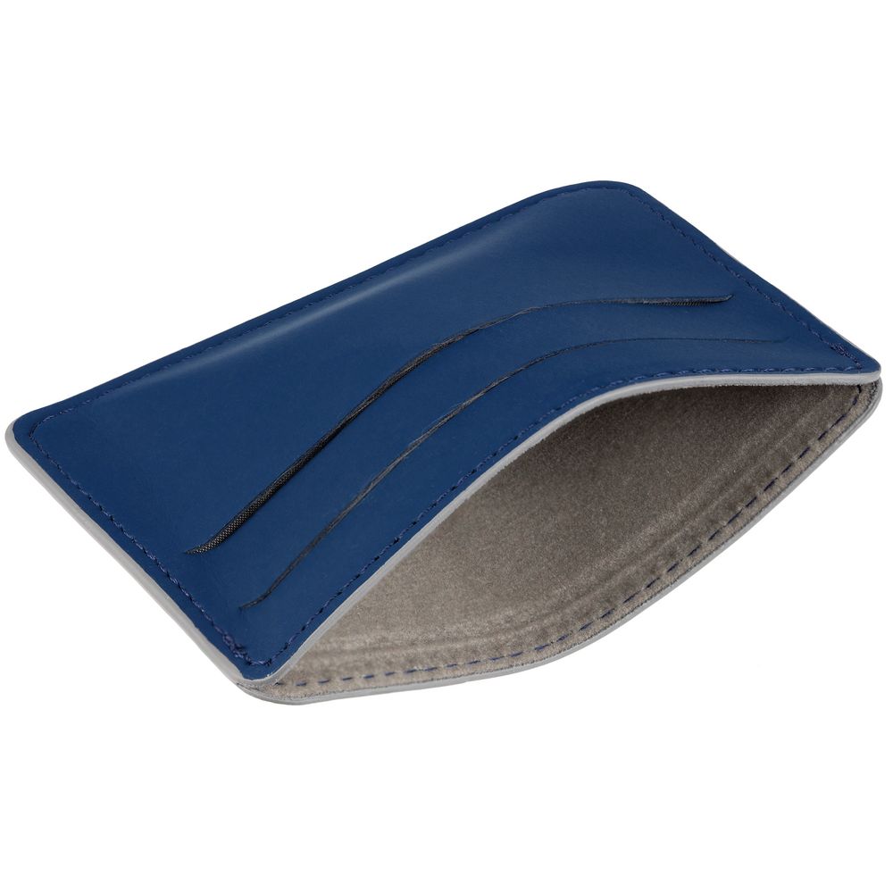 Чехол для карточек Shall Simple, синий с логотипом